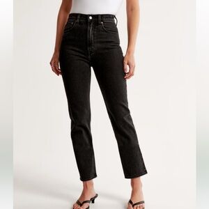 Abercrombie & Fitch The Ankle Straight Ultra High Rise Black Jeans 32 / 14 short